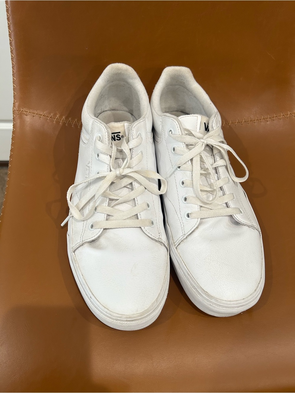 Vans Men's White Low-Top Leather Sneakers